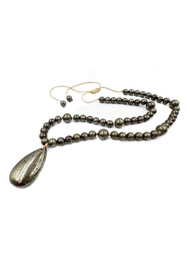 ربي REBUY Pyrite Pendant Necklace Healing Gemstone Jewelry for Men & Women  - Image 2