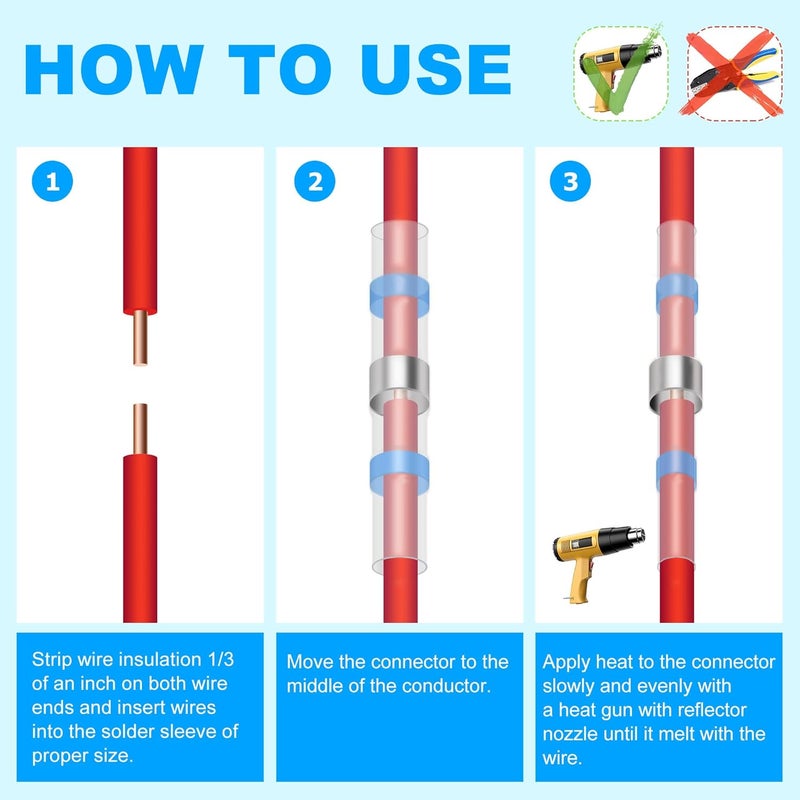 Flytuo 100PCS Solder Seal Wire Connectors, Heat Shrink Solder Butt Connectors, Waterproof Insulated Electrical Butt Splice Wire Terminals for Marine, Aircraft, Boat, Truck, Stereo, Joint - Image 4