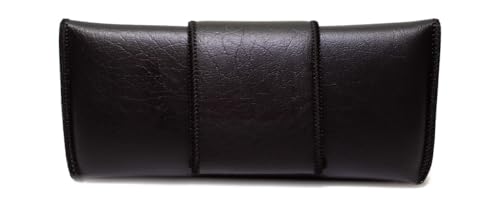Calabria Double Snap Belt Loop Eyeglass Case Black PU Leather Vintage Old School Eye Glasses Pouch Semi-Hard Sunglass Holder - Image 5