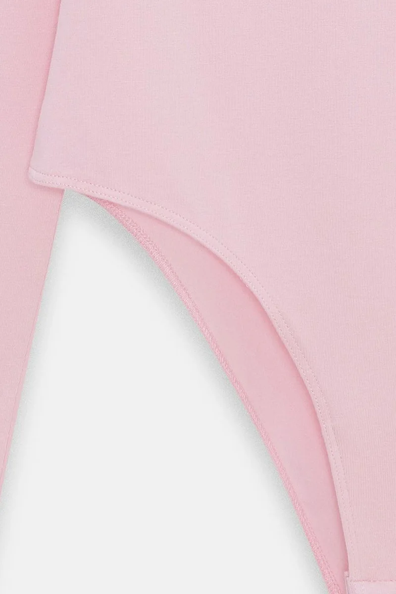 Dilvin Blush Pink DILVIN Slim Fit Boat Neck Bodysuit for Women | Best Price UAE