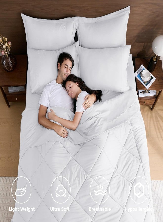 HEVUMYI Queen Comforter Set - 7-Piece All Season Bed in a Bag Queen, Ultra Soft Bedding Set with Comforter, Flat Sheet, Fitted Sheet, Pillowcases, Pillow Shams, White - Image 2