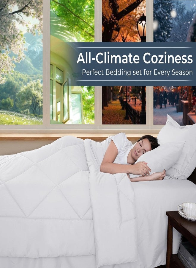 HEVUMYI Queen Comforter Set - 7-Piece All Season Bed in a Bag Queen, Ultra Soft Bedding Set with Comforter, Flat Sheet, Fitted Sheet, Pillowcases, Pillow Shams, White - Image 3