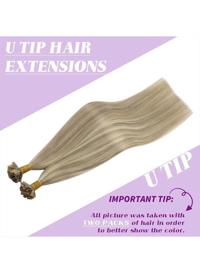 YoungSee U Tip Human Hair Extensions Blonde22 Inch Utip Hair Extensions Human Hair Blonde Keratin Bond Hair Extensions Human Hair Remy Hair Extensions U Tip Blonde Highlight With Ash Blonde 1G/S 50G - Image 2