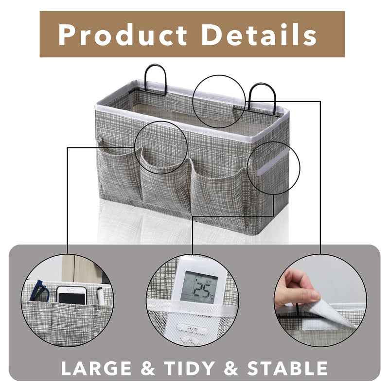 Kanrichu 2pcs 3-pockets Large Wall Hanging Organizer Bag, Linen Fabric Door Hanging Storage Baskets with Pockets, Waterproof Bin for Kitchen, Bedroom, Office, RV Camper (Stripe_2pcs) - Image 5