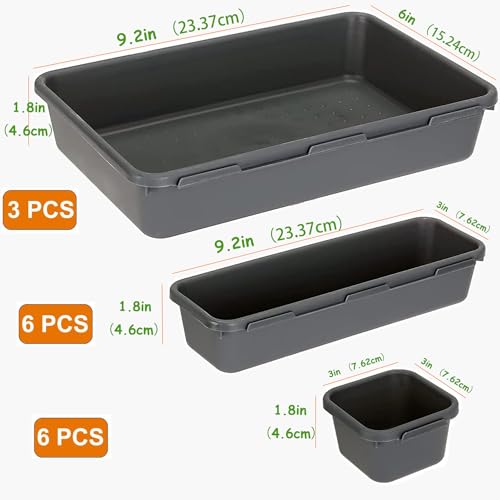 Kutesna 15 PCS Interlocking Desk Drawer Organizer Separator for OfficeBathroomKitchenMakeupBlack - Image 3
