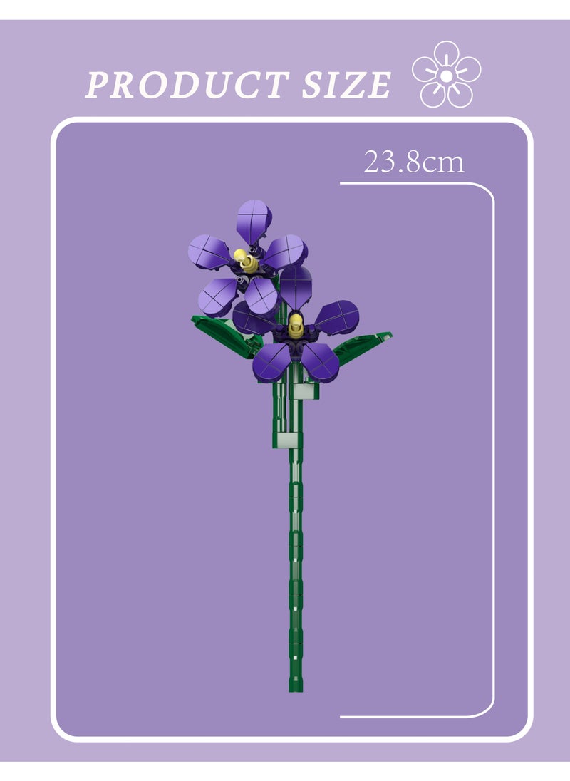 mould king 24014 Violet flower building blocks, plant collection, 145 pieces, DIY artificial flowers, clips, suitable for Valentine's Day, birthday gifts (excluding vases)  - Image 5