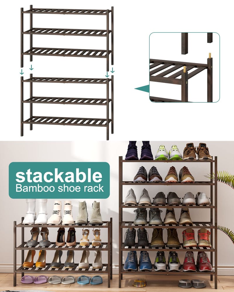 viewcare Shoe Rack for Closet, 3-Tier Bamboo Wood Shoe Racks, Stackable | Beautiful | Natural | Functional | Sturdy, Bamboo Shoe Rack for Entryway Hallway Closet - Image 5