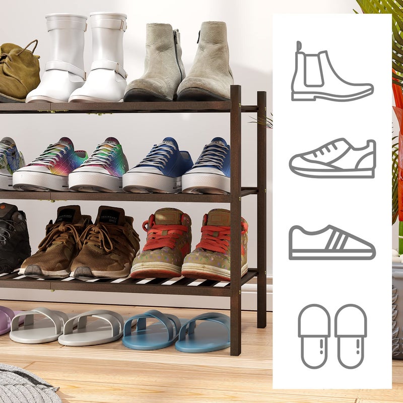 viewcare Shoe Rack for Closet, 3-Tier Bamboo Wood Shoe Racks, Stackable | Beautiful | Natural | Functional | Sturdy, Bamboo Shoe Rack for Entryway Hallway Closet - Image 3