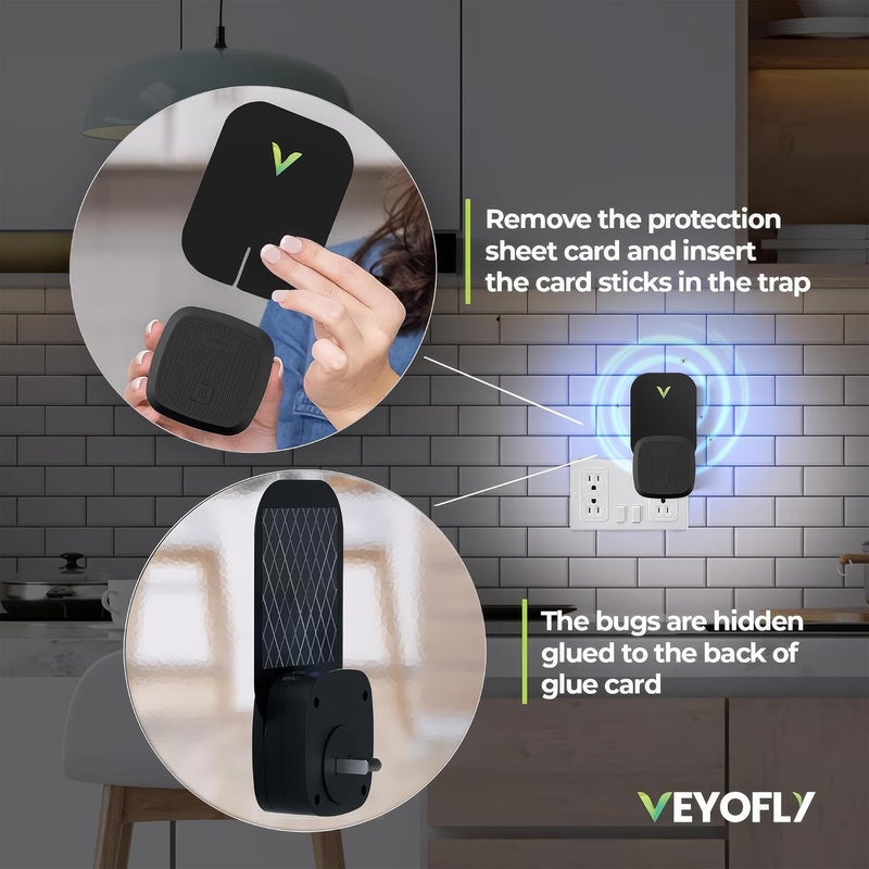 VEYOFLY Fly Trap Indoor Refill, Fruit Fly Traps for Indoors, Gnat Traps for House Indoor,Fly Catcher Indoor, Fly Trap,Plug in Catch for Fruit Flies,Moths,Gnats,Mosquito Trap (Pack of 5 Refills-Black) - Image 5