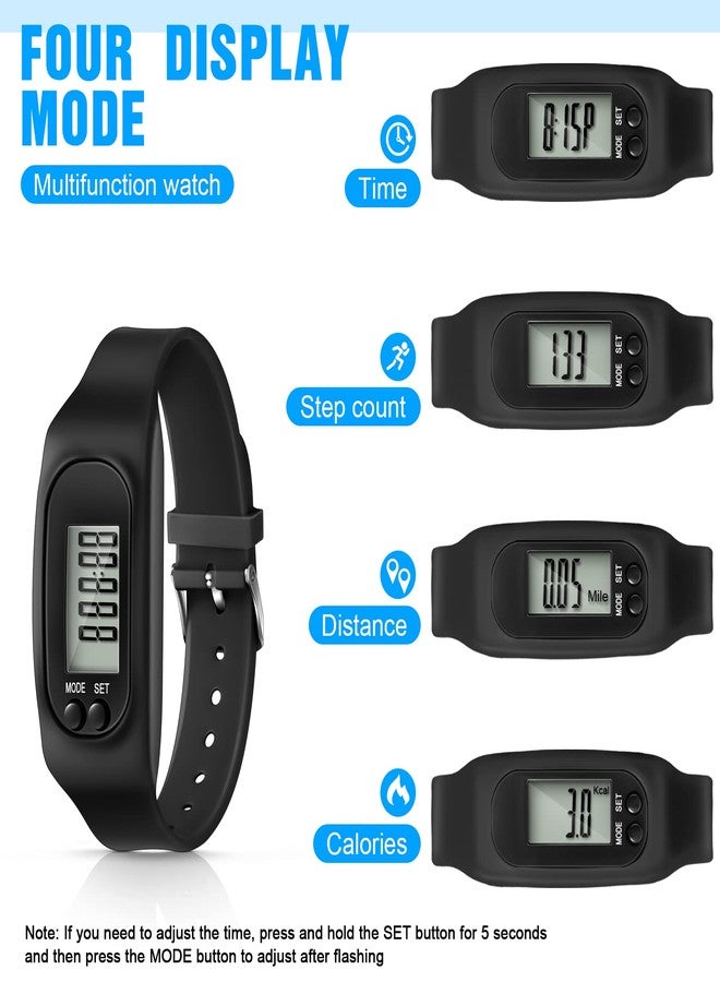 Kenning Silicone Fitness Tracker Watch 3 Pcs Walking Running Pedometer Calorie Burning and Step Counting Bracelet Steps Pedometer Watch for Walking Men Women (Mint Green, Sky Blue, Black) - Image 4