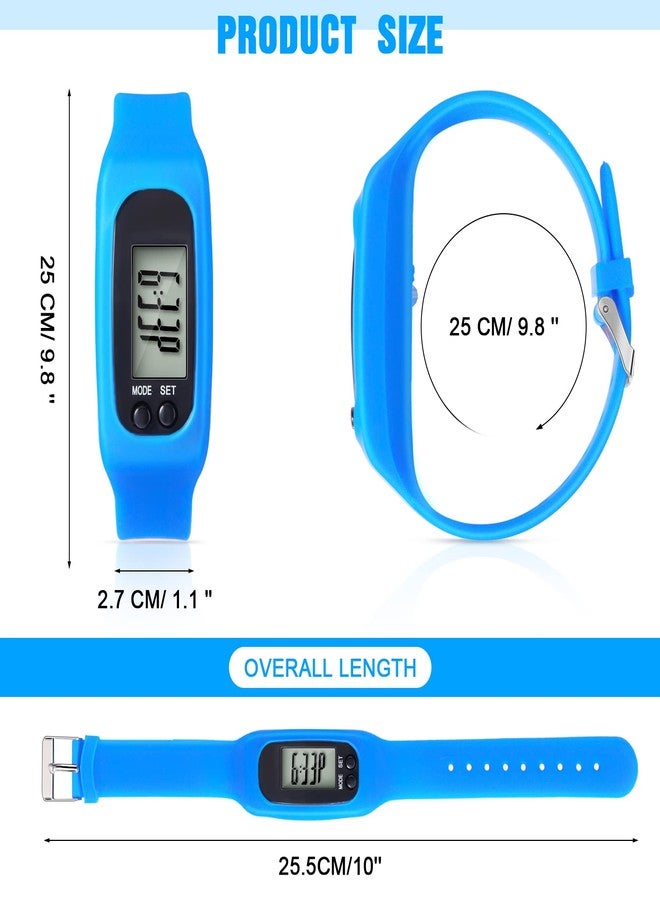 Kenning Silicone Fitness Tracker Watch 3 Pcs Walking Running Pedometer Calorie Burning and Step Counting Bracelet Steps Pedometer Watch for Walking Men Women (Mint Green, Sky Blue, Black) - Image 2