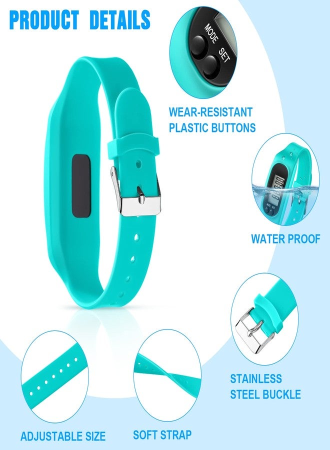 Kenning Silicone Fitness Tracker Watch 3 Pcs Walking Running Pedometer Calorie Burning and Step Counting Bracelet Steps Pedometer Watch for Walking Men Women (Mint Green, Sky Blue, Black) - Image 3