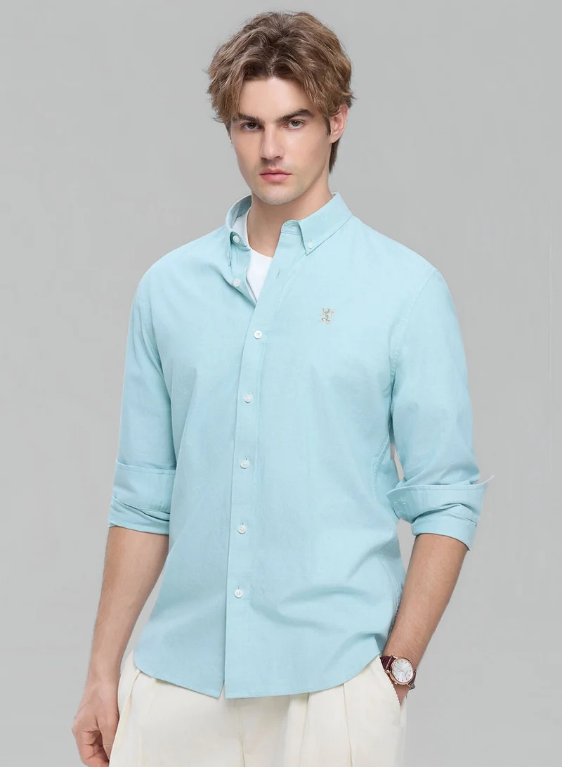 Men’s Cotton Slim Oxford Shirt with Embroidery