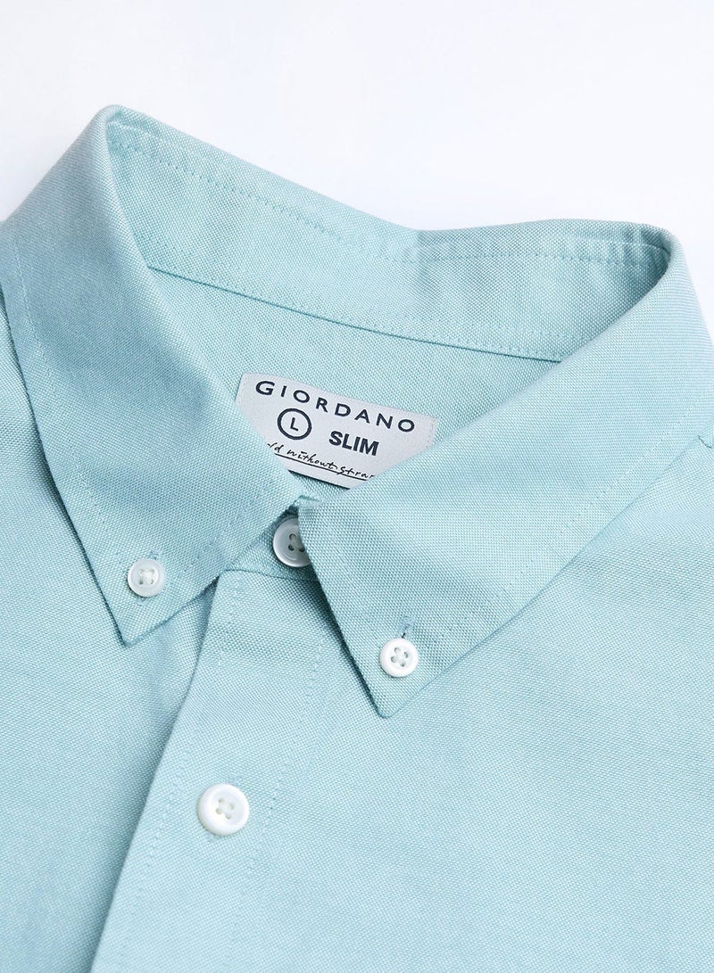 GIORDANO Men’s Cotton Slim Oxford Shirt with Embroidery - Image 5