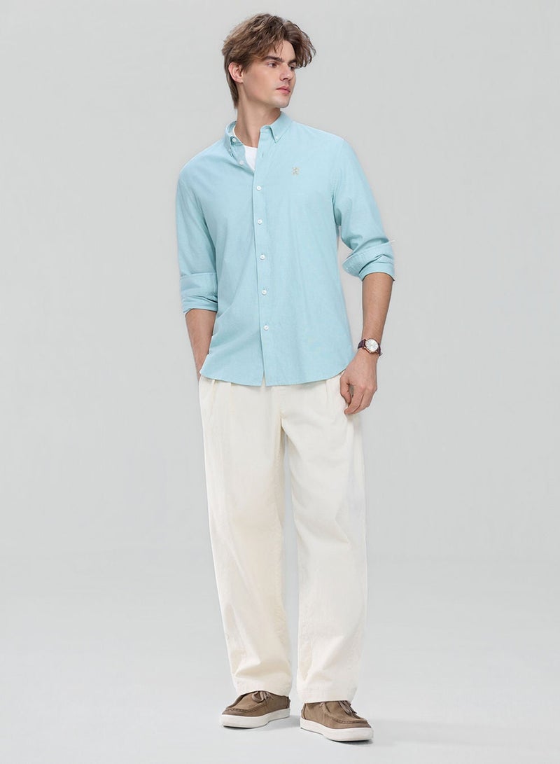GIORDANO Men’s Cotton Slim Oxford Shirt with Embroidery - Image 2