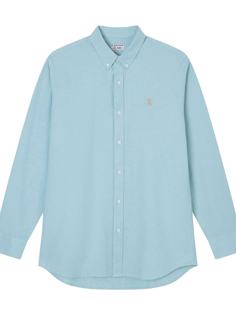 GIORDANO Men’s Cotton Slim Oxford Shirt with Embroidery - Image 3
