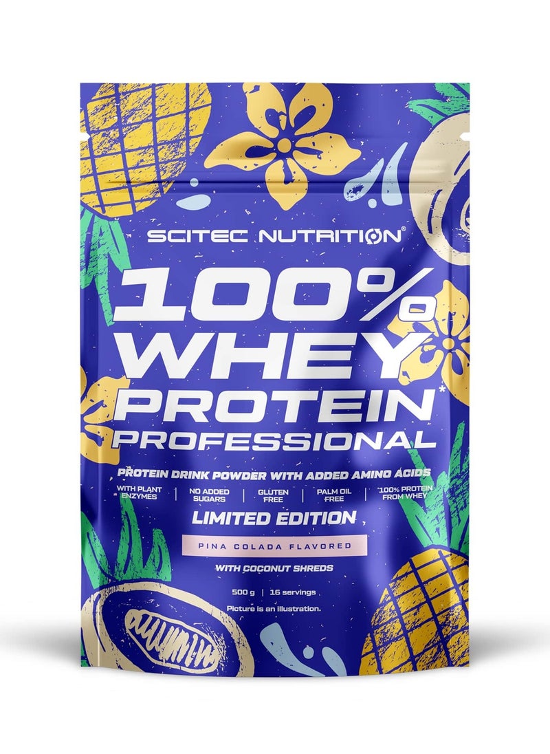 SCITEC NUTRITION - Whey Protein Professional 500g pina colada 'Scitec Nutrition 100% Whey Protein Professional with Extra Amino acids and Digestive enzymes, Gluten Free, 500 g, Piña Colada - Image 1