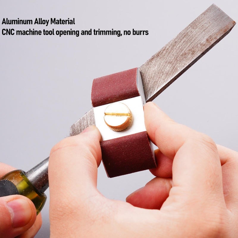Aluminum Alloy Trapezoid Sanding Block Holder with 80 Grit 6m x 25mm Sandpaper Roll - Image 3