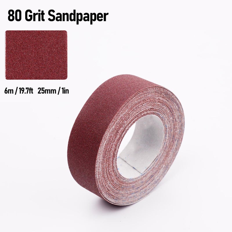 Aluminum Alloy Trapezoid Sanding Block Holder with 80 Grit 6m x 25mm Sandpaper Roll - Image 4