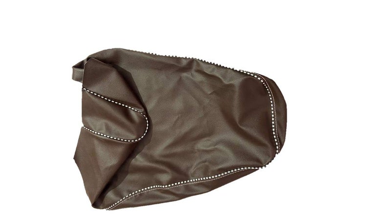 Guance Stapler Fitting PU Leather with Black and White Piping Waterproof Scooty Seat Cover (Brown) for Yamaha Fascino - Image 4