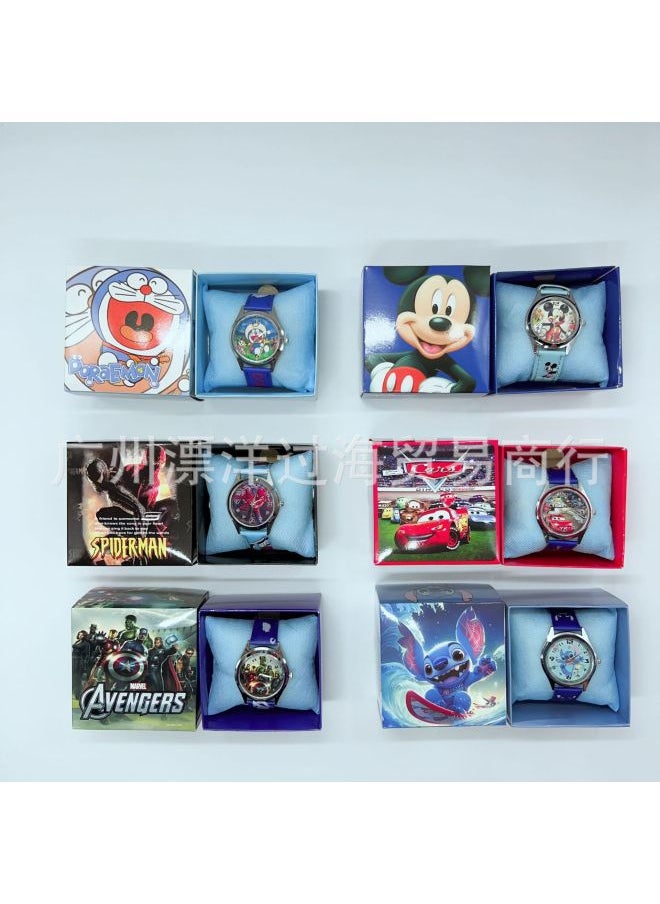 Cartoon Watch Boxed Spider Avengers Children's Watch Gift Box Elementary School Students' Birthday Exquisite Gift Box Electronic Watch-Color:Doraemon-Specifications:Box  - Image 1