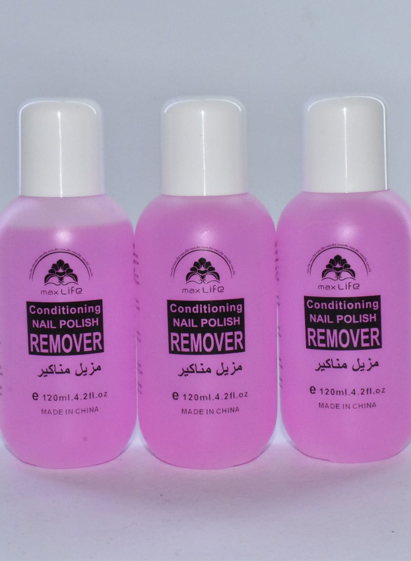 3 Pieces Max Life Nail polish remover 120ml