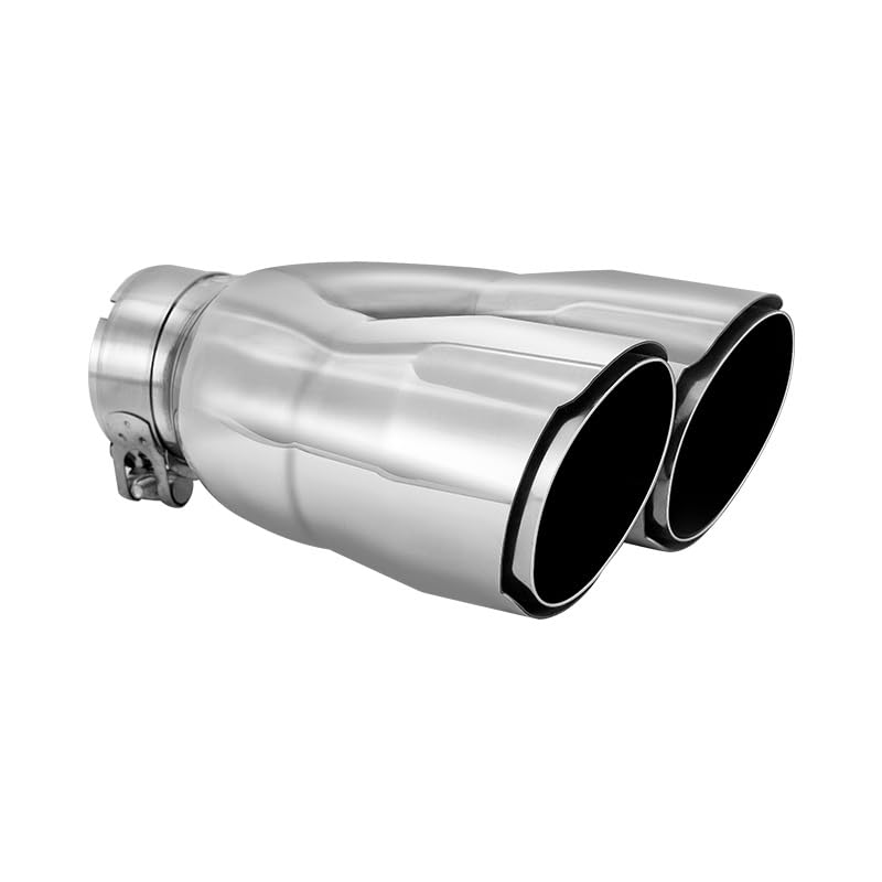 Dual Exhaust tip 25 ID x 7OD x 85L Clamp On Muffler Tail Pipe Stainless Steel Double Wall Chrome Car Muffler Tips