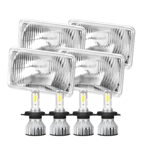 IHNZCB 4pcs 4x6 Inch H4651 H4652 H4656 H4666 H6545 Headlights Housing H49003 High Low Beam Bulbs Compatible with CarsTruck and VanOEM Style Original Classic Look Conversion Assembly - Image 1