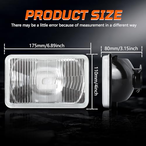 IHNZCB 4pcs 4x6 Inch H4651 H4652 H4656 H4666 H6545 Headlights Housing H49003 High Low Beam Bulbs Compatible with CarsTruck and VanOEM Style Original Classic Look Conversion Assembly - Image 3