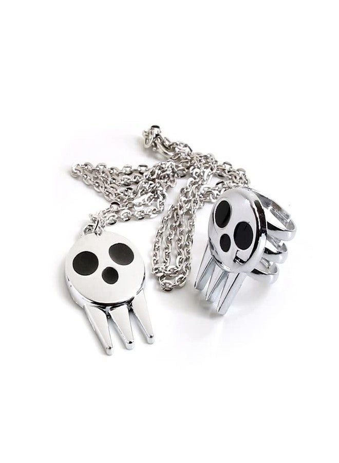 VNYIGDJS 3 Pcs Anime Soul Necklace Ring Pins Set Anime Cosplay Jewelry Ghost Pendant Evil Sun And Moon Enamel Pins For Backpack - Image 2