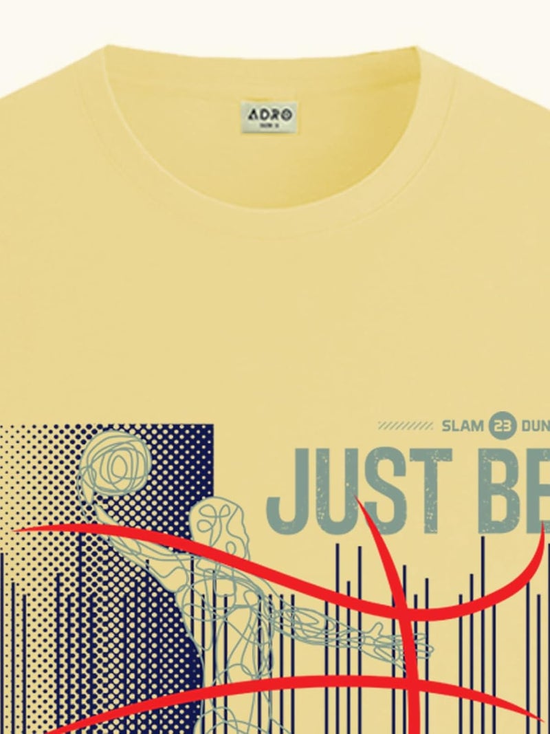 ADRO Men's Butter Yellow Basketball Graphic Printed T-Shirt - Just Be Cool Print - Image 2