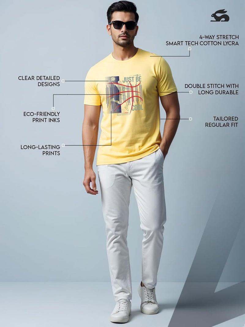 ADRO Men's Butter Yellow Basketball Graphic Printed T-Shirt - Just Be Cool Print - Image 5