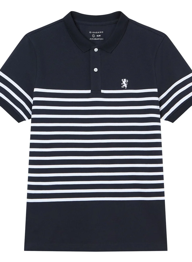 GIORDANO  Men’s Cotton Slim Fit Stripe Polo for Men | Best Price UAE