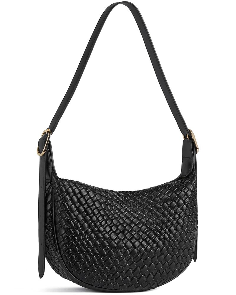 BOSTANTEN Purses for Women Crescent Crossbody Bag Vegan Leather Shoulder Hobo Handbag Adjustable Strap, Small Black - Image 1