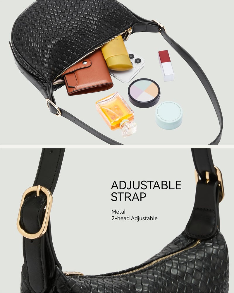 BOSTANTEN Purses for Women Crescent Crossbody Bag Vegan Leather Shoulder Hobo Handbag Adjustable Strap, Small Black - Image 5
