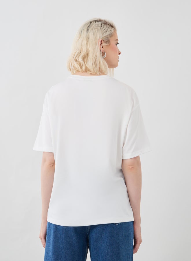 Take Two Slogan Print Round Neck T-Shirt - Image 5