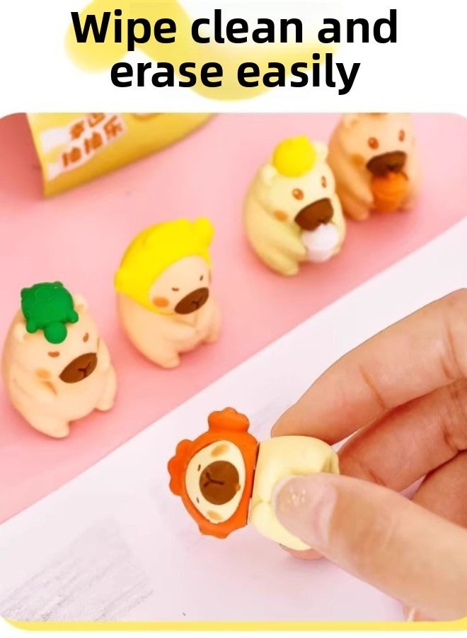 Generic Creative blind box Kapibara capybara rubber blind bag Elementary school student reward gift, Pencil Erasers, Random 32 Blocks  - Image 1