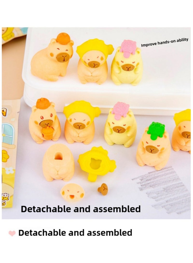 Generic Creative blind box Kapibara capybara rubber blind bag Elementary school student reward gift, Pencil Erasers, Random 32 Blocks  - Image 3
