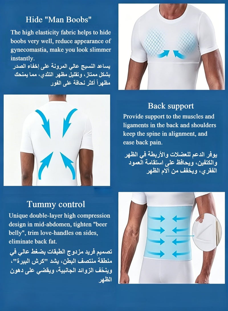 فوريول مشد بطن رجالي قمصان ضغط للرجالي، مشد رجالي قمصان داخلية لتخفيف الجسم - Image 2
