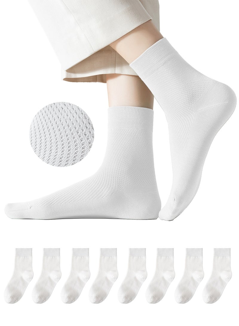 infino Women's Breathable Mesh 95% Cotton Mid-Crew Socks 8-Pack - Antibacterial Odor-Resistant with Seamless Toe & High Elasticity - Image 1