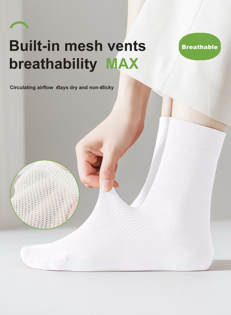 infino Women's Breathable Mesh 95% Cotton Mid-Crew Socks 8-Pack - Antibacterial Odor-Resistant with Seamless Toe & High Elasticity - Image 2