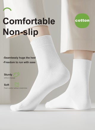 Women's Breathable Mesh 100% Cotton Mid-Crew Socks 8-Pack - Antibacterial Odor-Resistant with Seamless Toe & High Elasticity - view 3