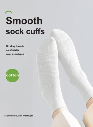 Women's Breathable Mesh 100% Cotton Mid-Crew Socks 8-Pack - Antibacterial Odor-Resistant with Seamless Toe & High Elasticity - view 5