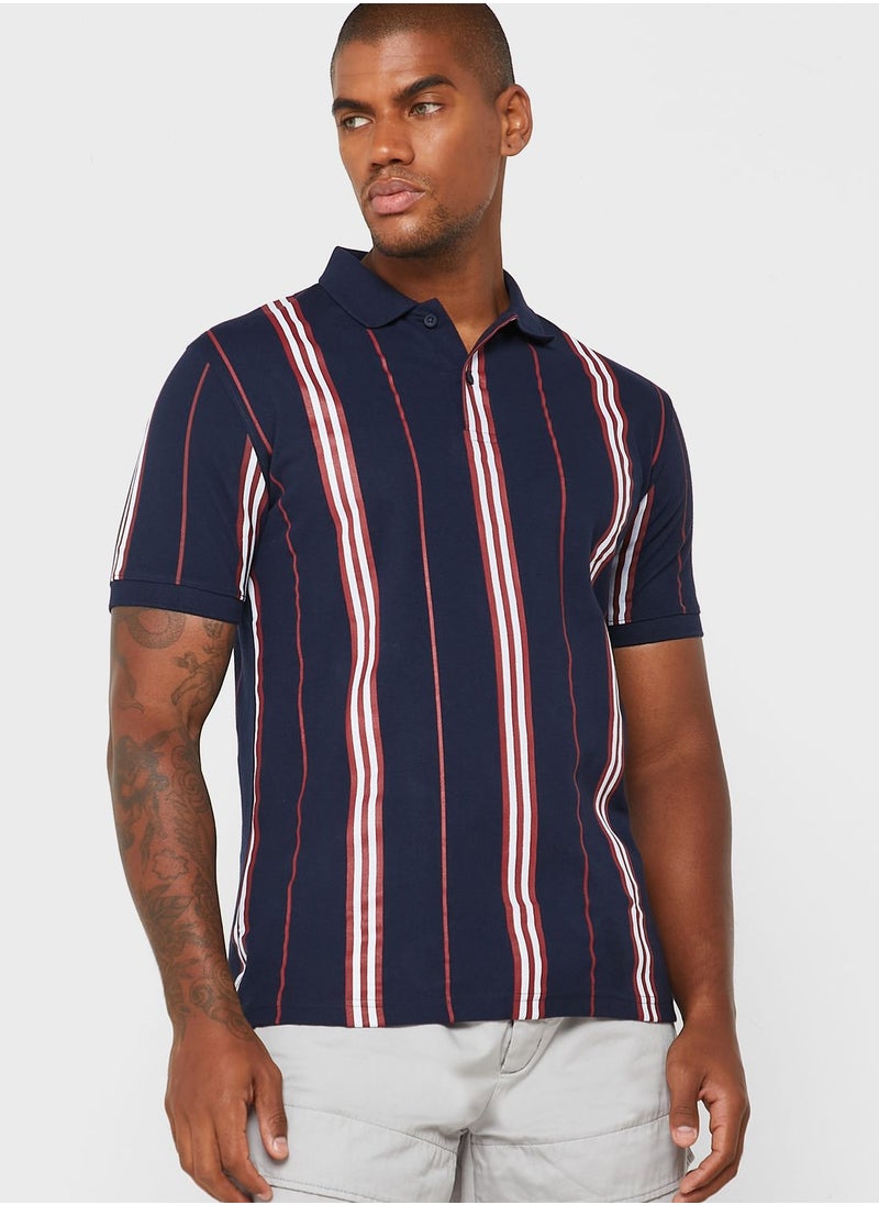 Seventy Five - Striped Polo Shirt - Image 1