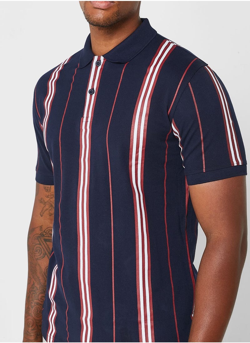 Seventy Five - Striped Polo Shirt - Image 1