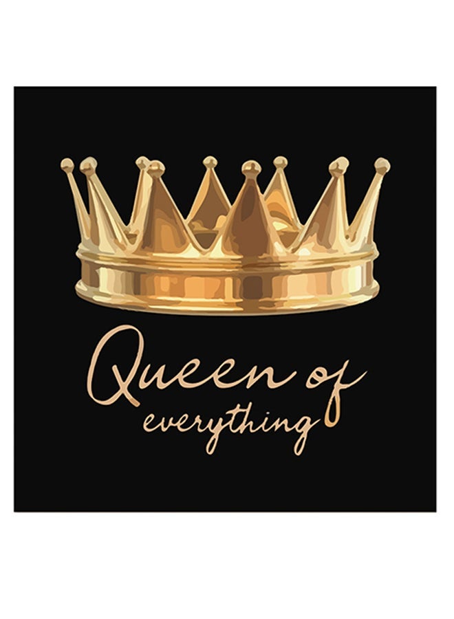 RYN Queen Of Everything Quote Themed Wall Art Black/Gold 30x30cm - Image 1