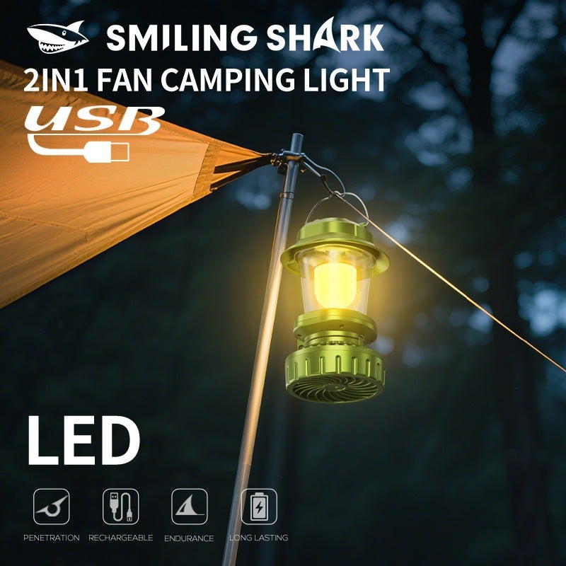 SMILING SHARK Cross-Border New Outdoor Camping Fan Light Folding - Image 2