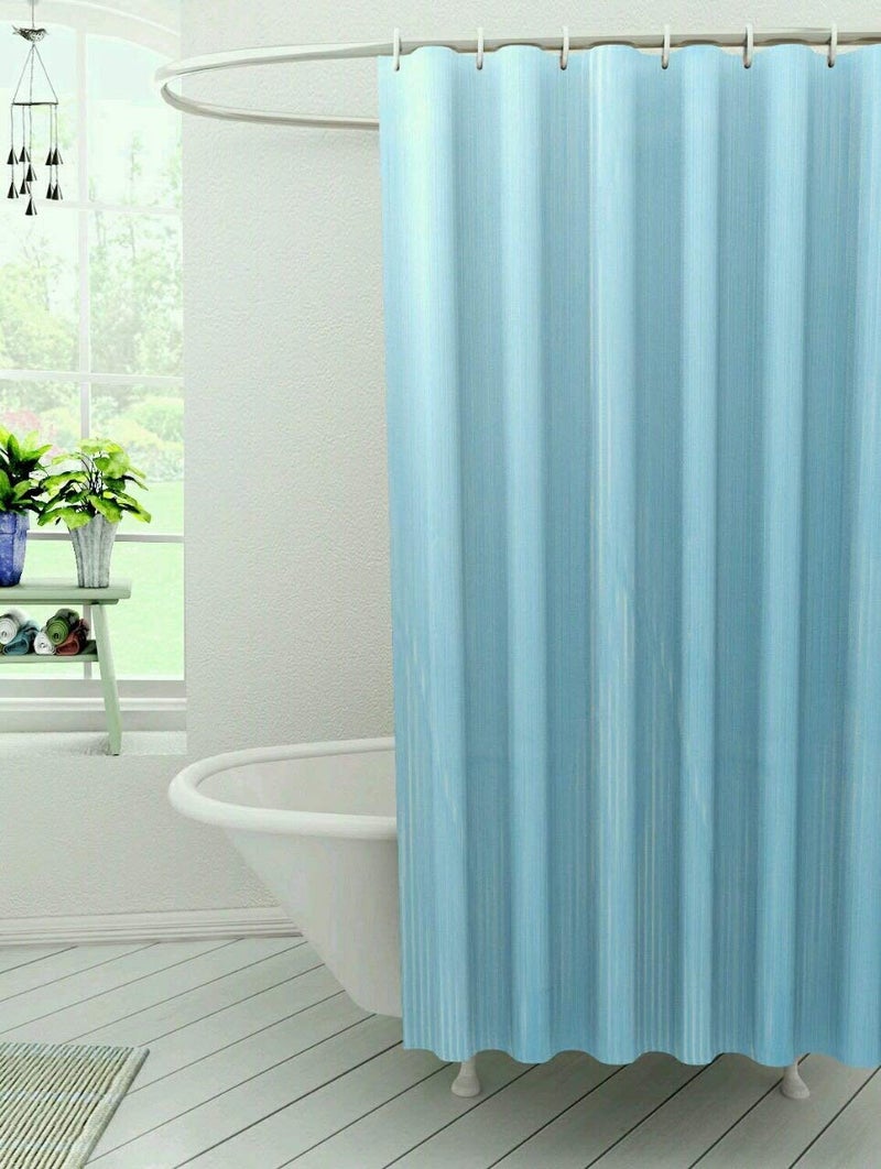 SHAVIN PVC Blue Self Lining Designer Curtains (Width-54Inches X Height-84Inches) 7ft - Image 1