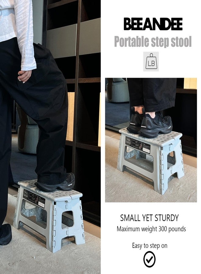 BEEANDEE Folding Step Stool - 9inch Height Holds up 300 Lbs Lightweight Foldable Stepping is Sturdy Enough to Support Adults & Safe for Kids. Skid Resistant and Open with one flip(Gray) - Image 3