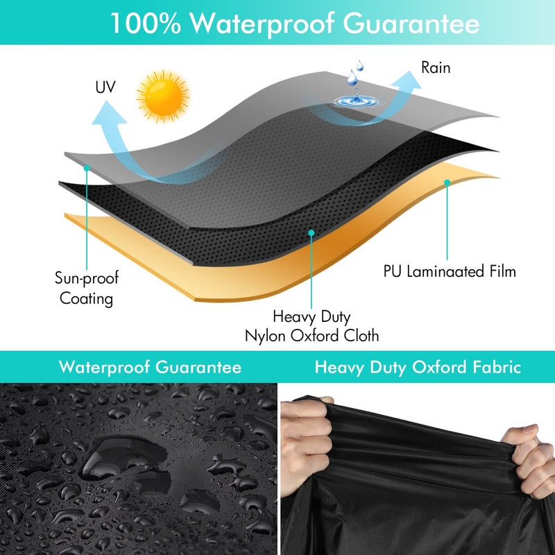 WLEAFJ Patio Chaise Lounge Cover Waterproof, Heavy Duty Outdoor Lounge Chair Covers, Black Durable Patio Furniture Covers, 78L x 34W x 32H inch - Image 4